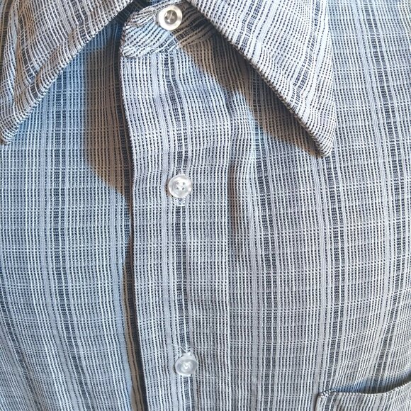 Vintage Mens Large Disco Shirt Checkered Hampshire House Van Heusen 1970's Knit - Picture 3 of 7